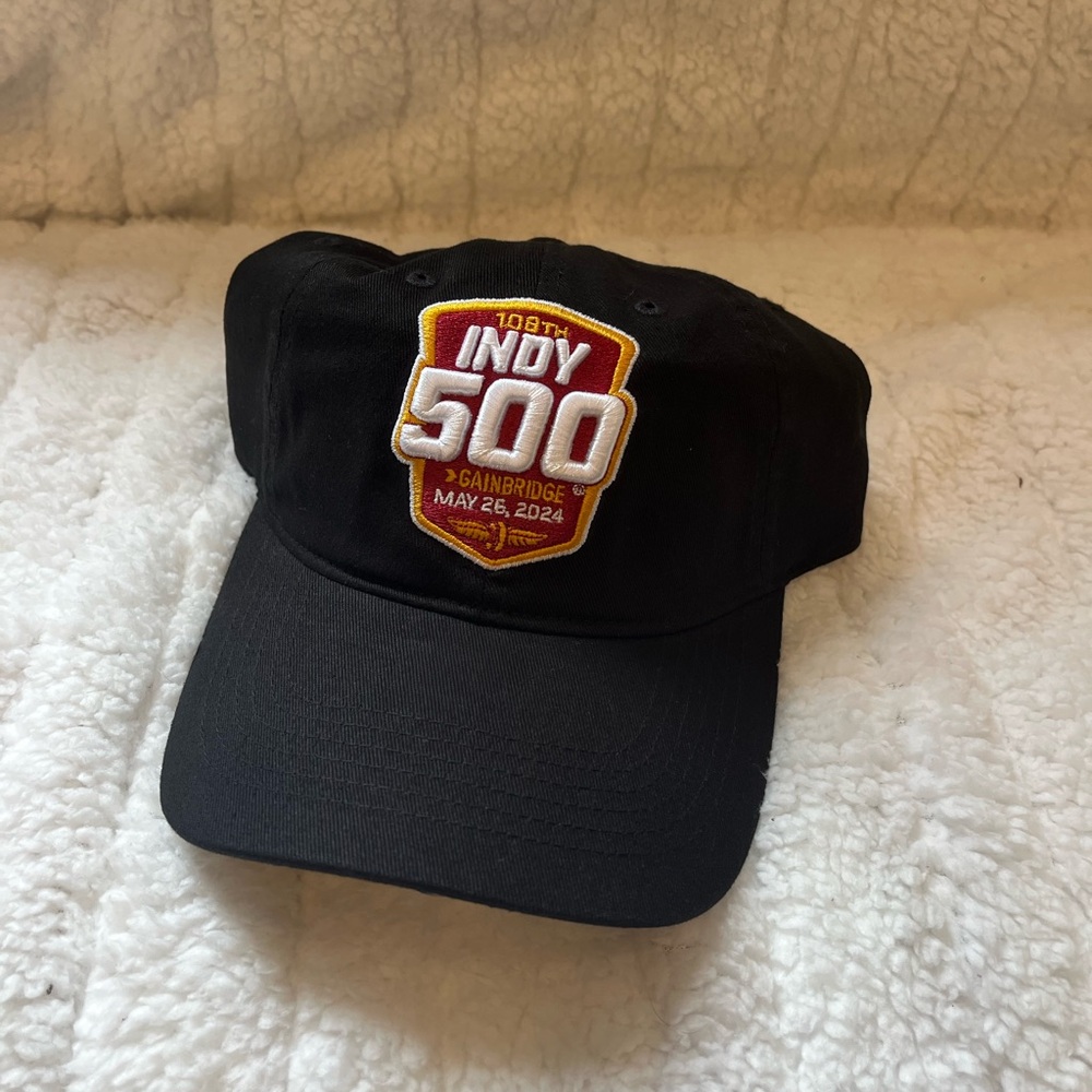 Indy 500 Black Adjustable Cap Hat with Red Logo